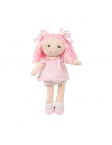 Muñeca de trapo Cristina con vestido topos rosa La nina de 35 cm