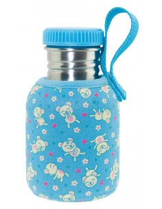 Botella térmica con funda Basic Steel celeste 350ml de Laken