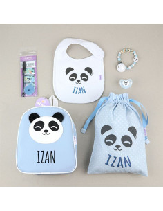 Pack Vamos al Cole personalizado Panda Azul de Mi Pipo