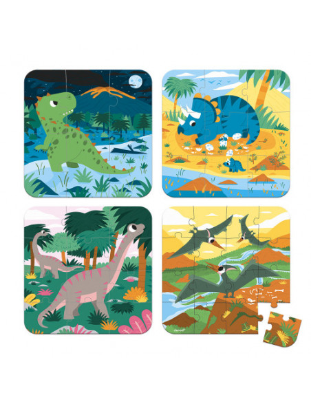 Set 4 puzles evolutivos Dinosaurios de Janod