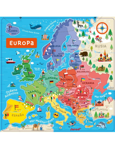 Mapa de Europa magnético e español de Janod