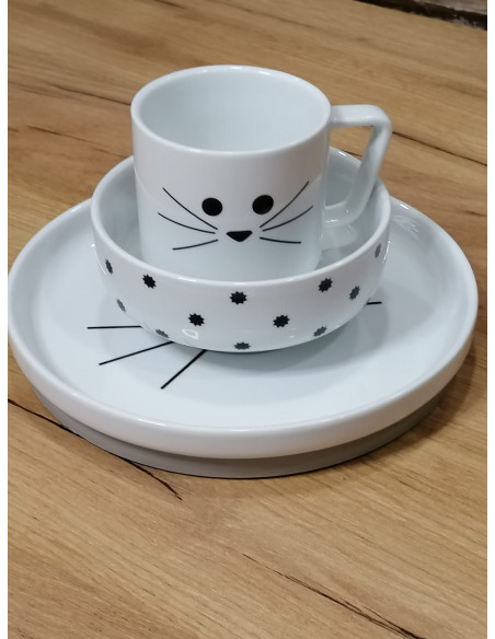 Vajilla de porcelana 3 piezas Little Chums Cat de Olmitos