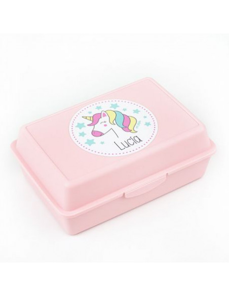 Cajita Porta Alimentos Unicornio Rosa personalizada de Mi Pipo