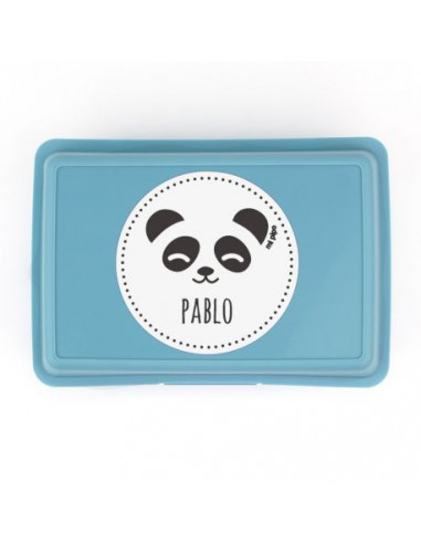 Cajita Porta Alimentos Panda Azul personalizada Mi Pipo