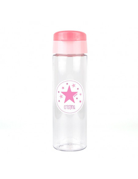 Pack Botella 600ml + Cajita Porta Alimentos Estrella Rosa personalizadas de Mi Pipo