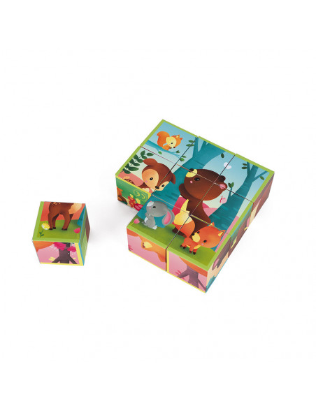 Puzle cubo de cartón Kubikid Animales del bosque de Janod