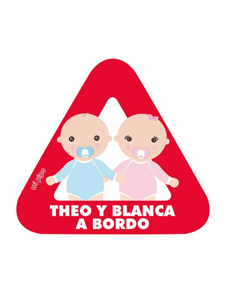 Adhesivo para coche Bebé a bordo 2 Bebés personalizado Mi Pipo