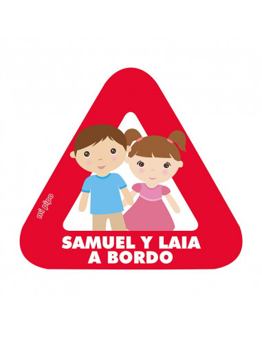 Adhesivo para coche Bebé a bordo 2 hermanos personalizado Mi Pipo