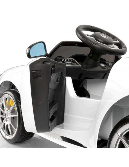 Coche eléctrico Mercedes GTR blanco con radio control