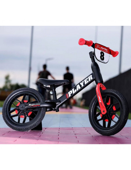 Bicicleta sin pedales Balance Bike Player negra con Luces en Ruedas de Devessport