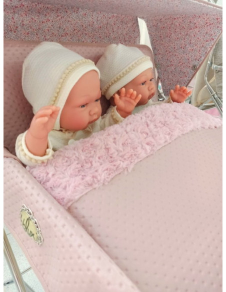 Cubierta reversible para silla de muñecas vintage gemelar rosa de Bebelux