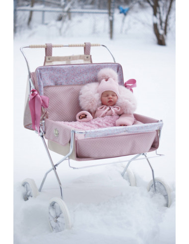 Cubierta reversible para silla de muñecas vintage gemelar rosa de Bebelux