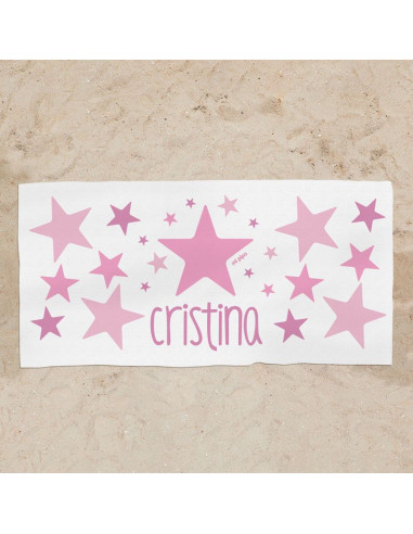 Toalla de baño Premium Estrellas Rosa Personalizada de Mi Pipo