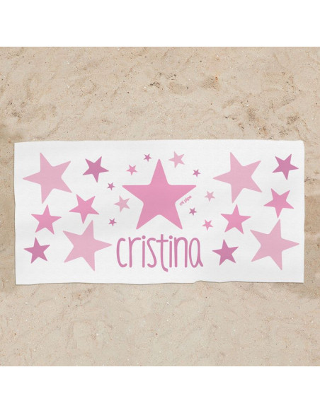 Toalla de baño Premium Estrellas Rosa Personalizada de Mi Pipo
