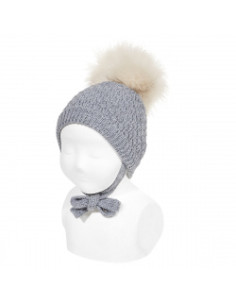Gorro relieve panal con borla de pelo Condor Invierno