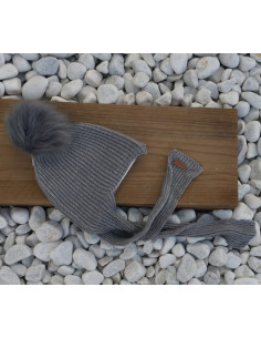 Gorro relieve canalé con borla de pelo Condor Invierno 2