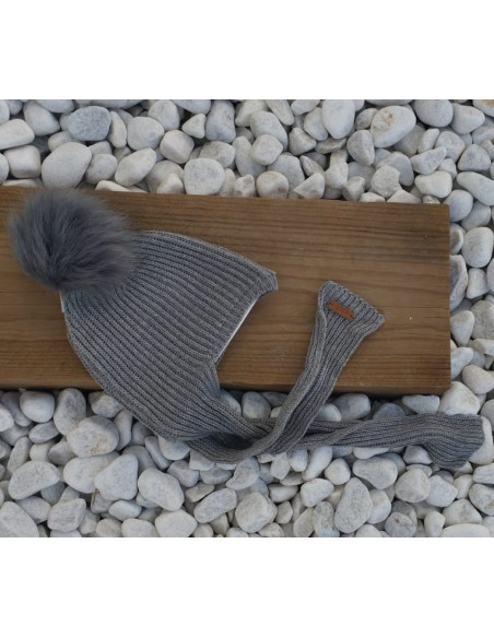 Gorro relieve canalé con borla de pelo Condor Invierno